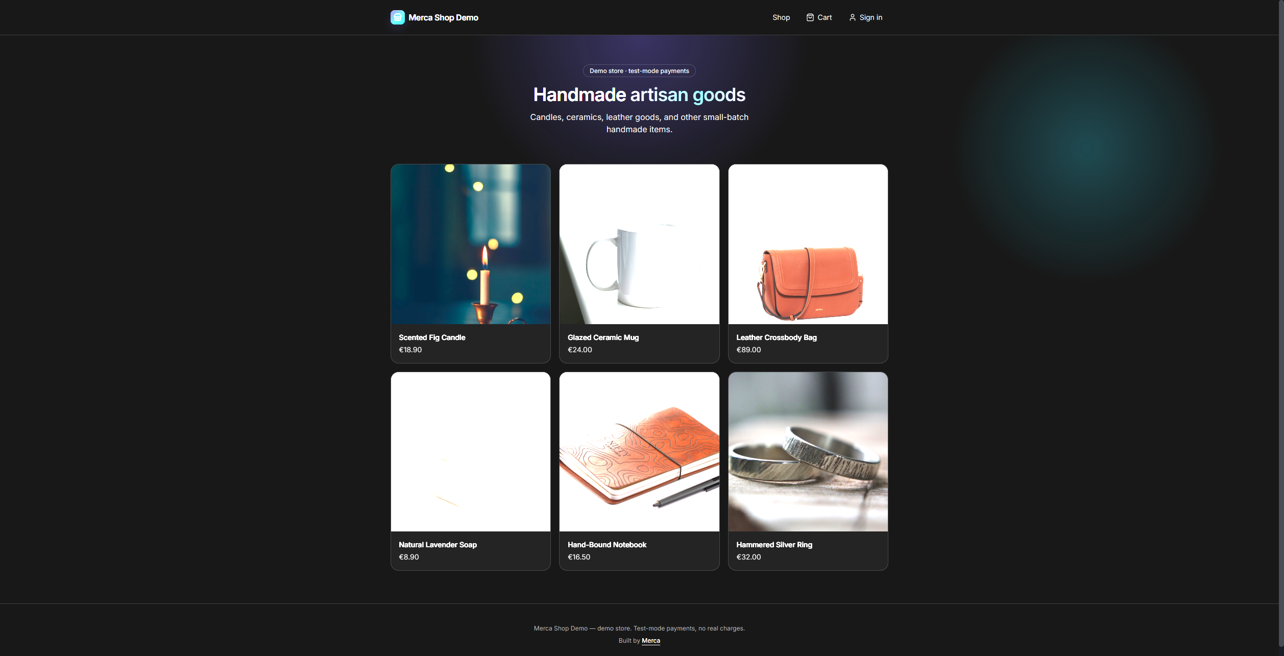 Shop Demo homepage screenshot